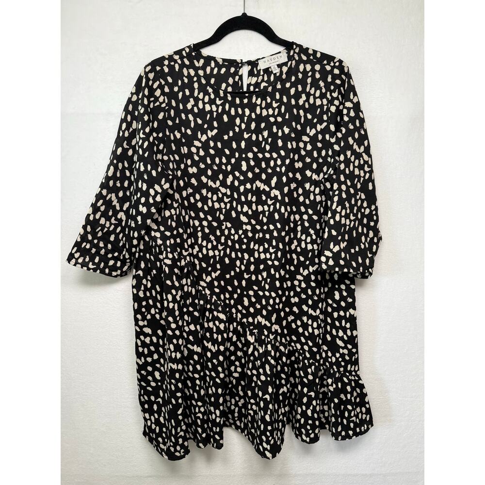 Hayden Black Baby Doll Polka-Dot Dress, Size M